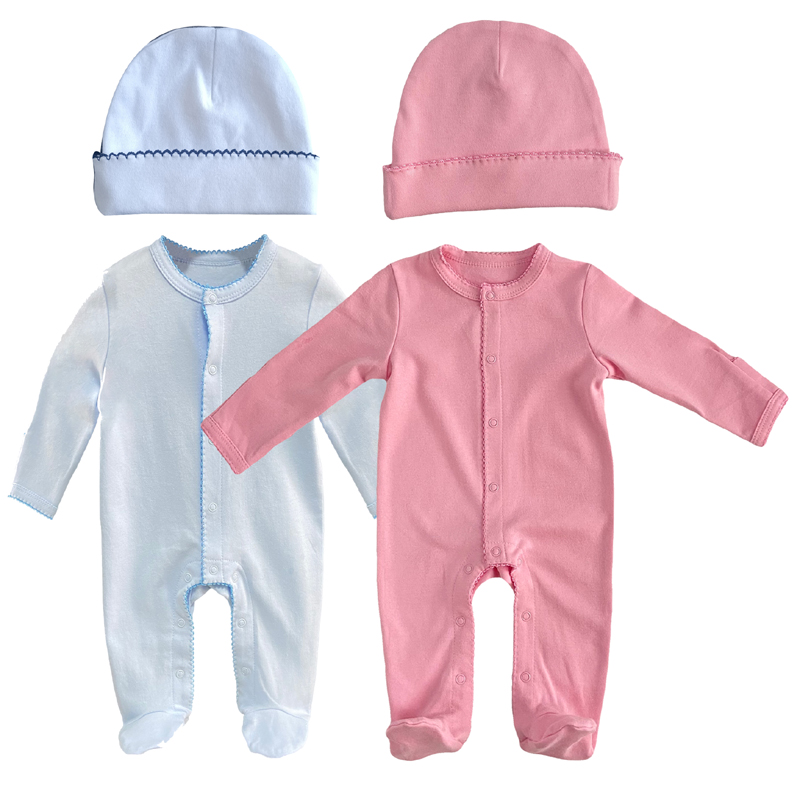 Individualus ekologinė medvilnė Picot apdaila Footie Swaddle rinkinys
